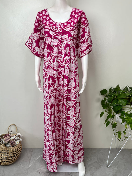 Hot Pink Pure Cotton Nighty Elegant & Comfortable