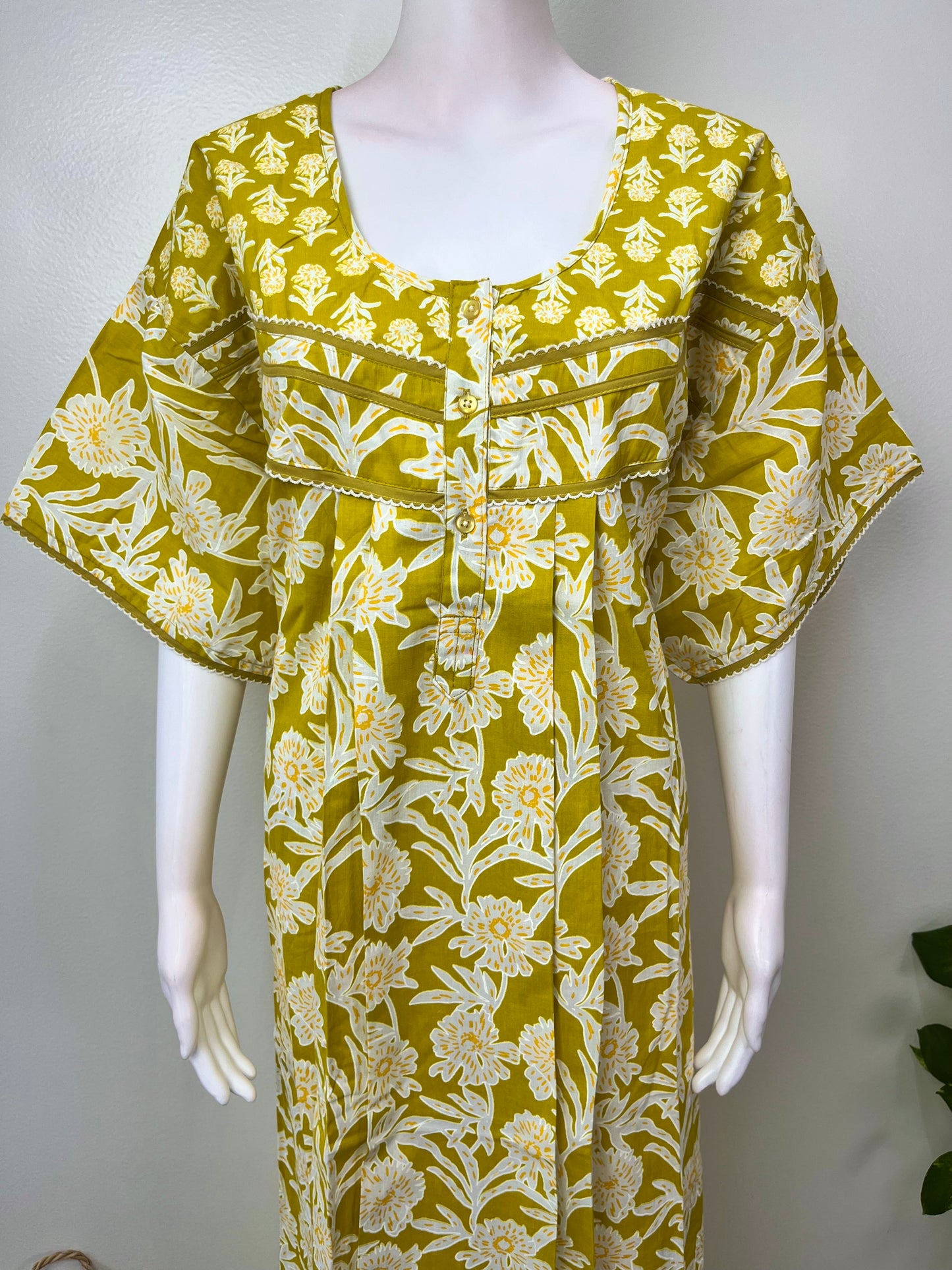 Yellow Pure Cotton Nightgown for Women