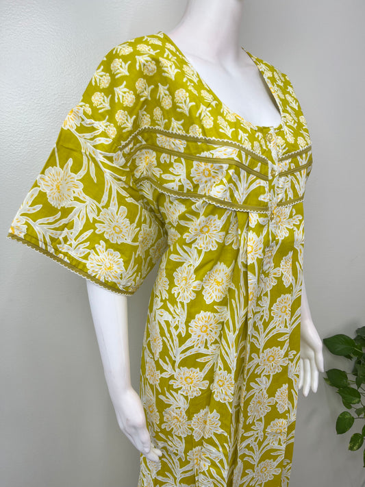Yellow Pure Cotton Nightgown for Women