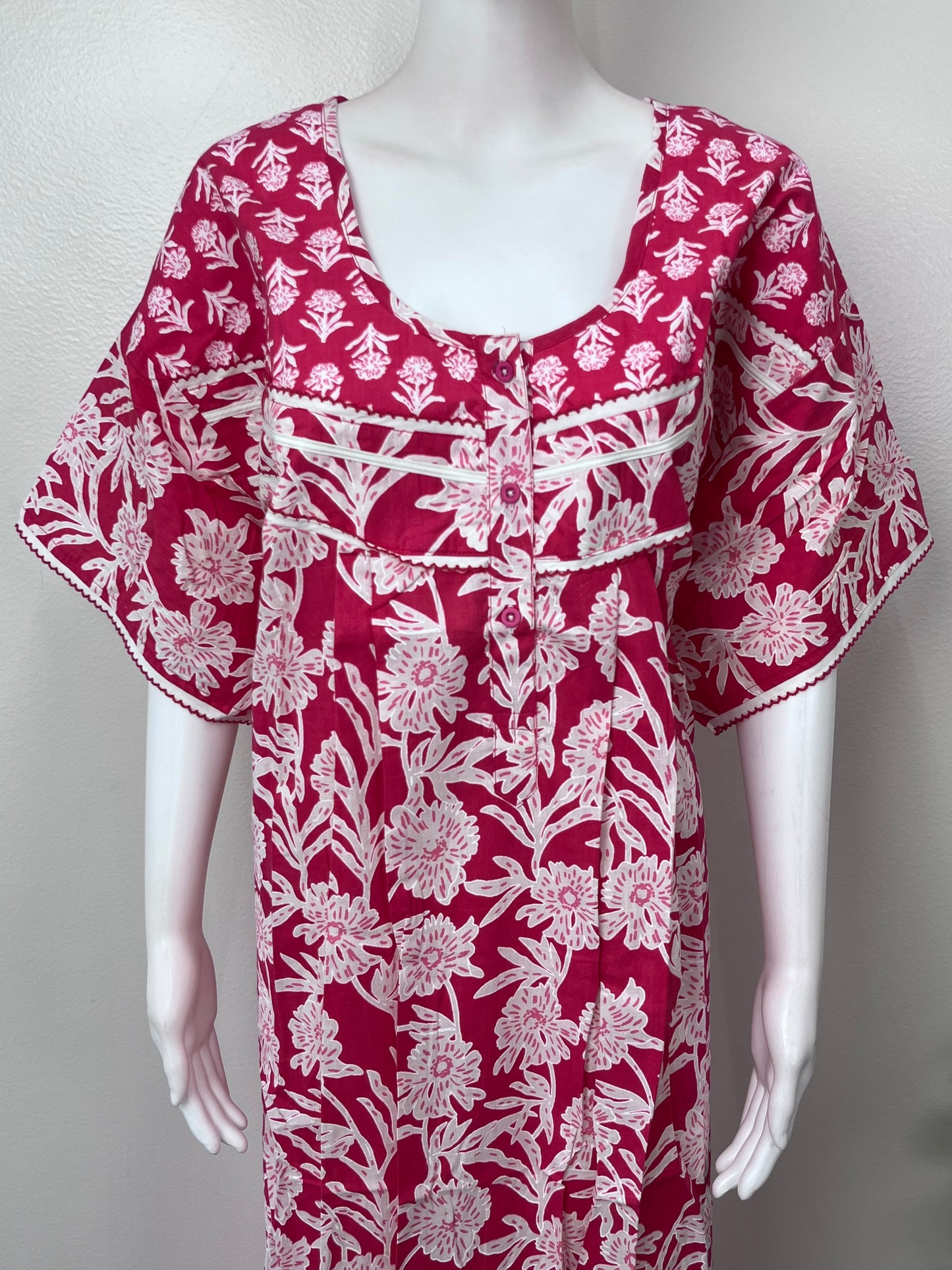 Pink Floral Printed 100% Cotton Nighty