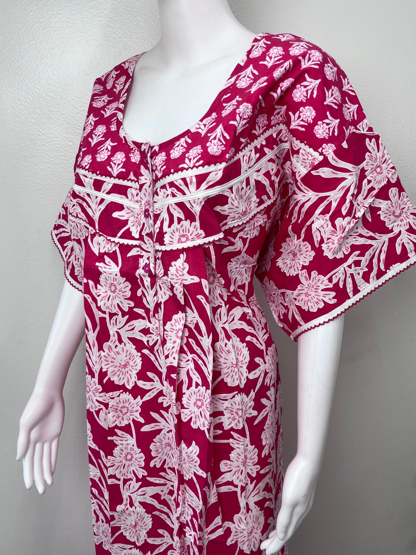 Pink Floral Printed 100% Cotton Nighty