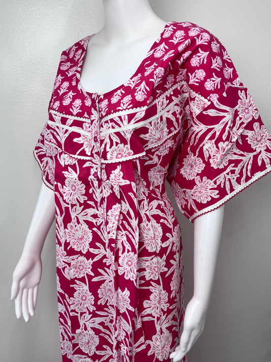 Pink Floral Printed 100% Cotton Nighty