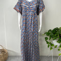 Navy Blue Floral Printed Cotton Nighty