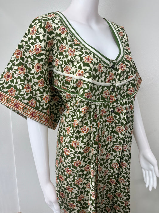 Bottle Green Printed Cotton Nighty Soft & Comfortable