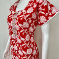 Red Floral Printed Cotton Nightgown for Women