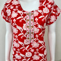 Red Floral Printed Cotton Nightgown for Women