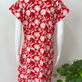 Red Floral Printed Cotton Nightgown for Women