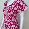 Pink Floral Printed Cotton Nighty for Women