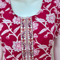 Pink Floral Printed Cotton Nighty for Women
