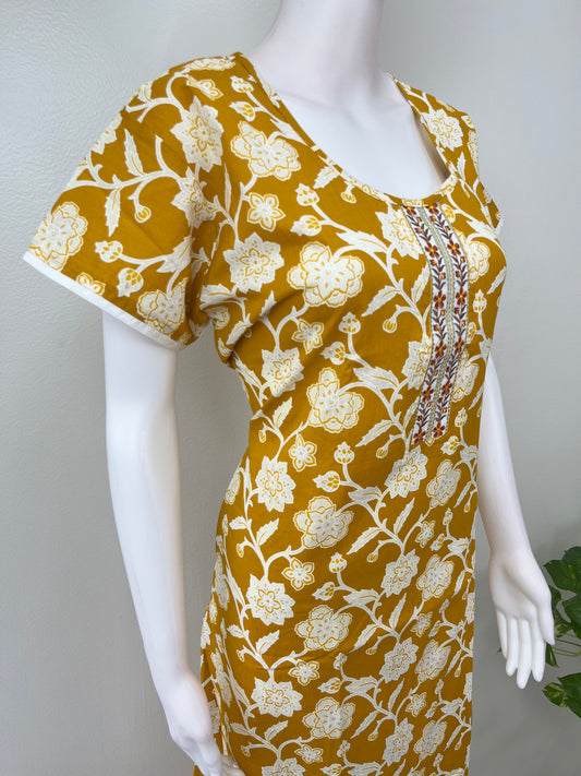 Mustard 100% Cotton Women's Nightgown