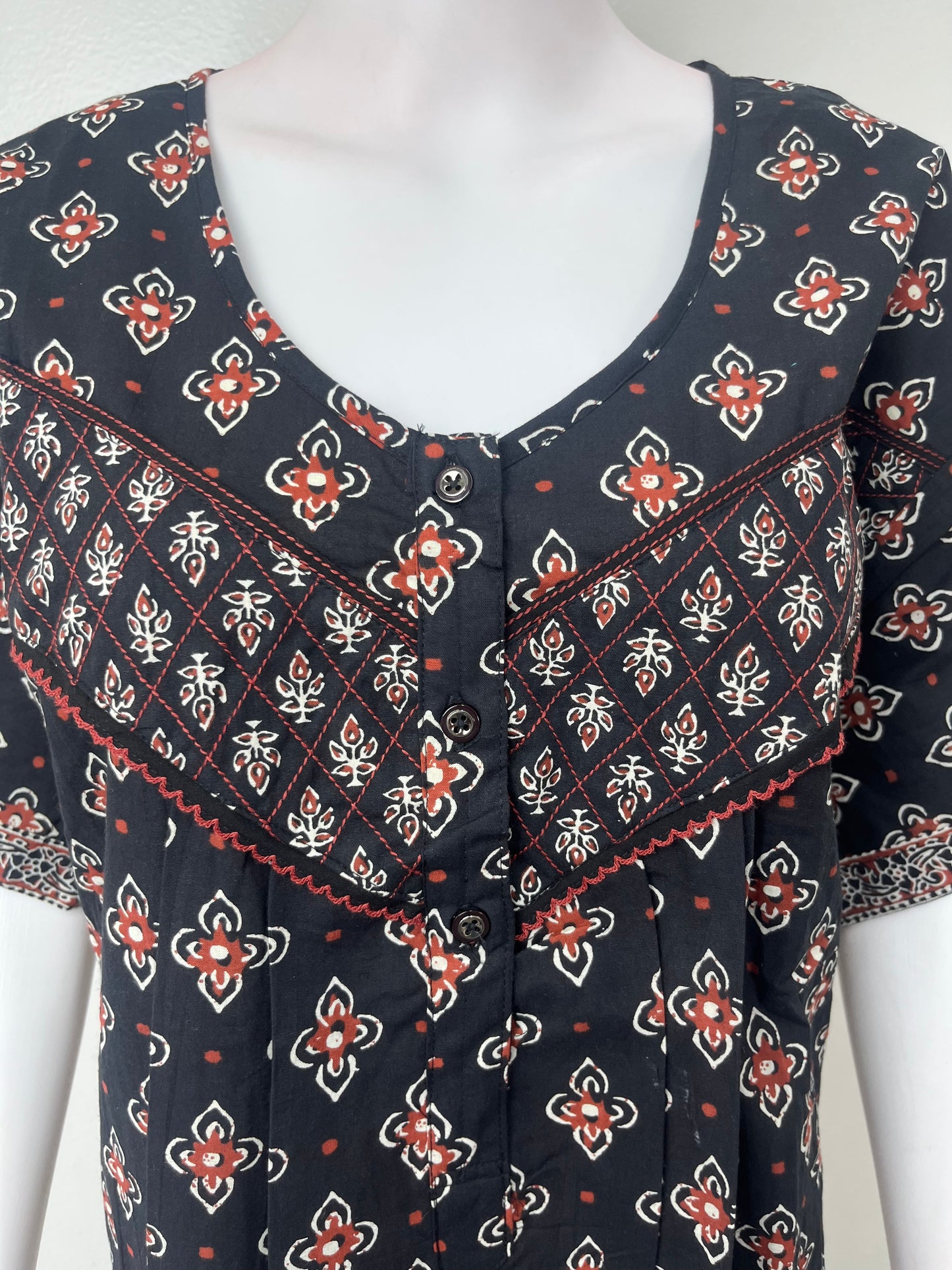 Black Pure Cotton Nightgown for Women