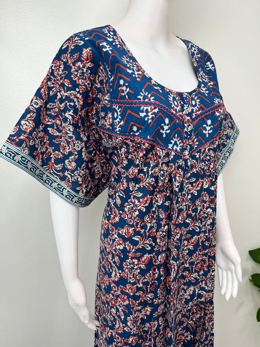 Navy Blue Pure Cotton Nighty Elegant & Comfortable