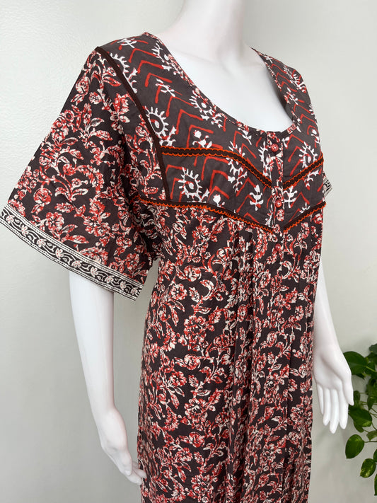 Pure Cotton Nighty with Contrast Print