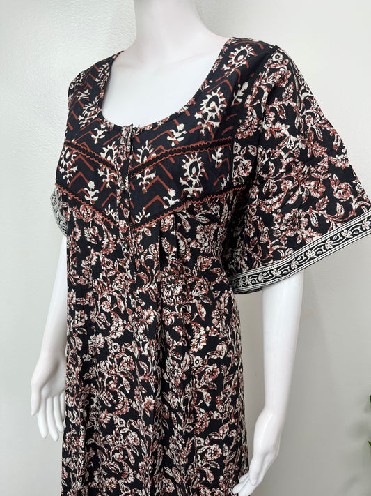 Black Pure Cotton Nightgown Soft & Comfortable