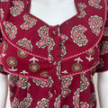 Maroon Pleated 100% Cotton Women's Nightgown