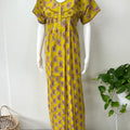 Yellow Pleated 100% Cotton Nighty