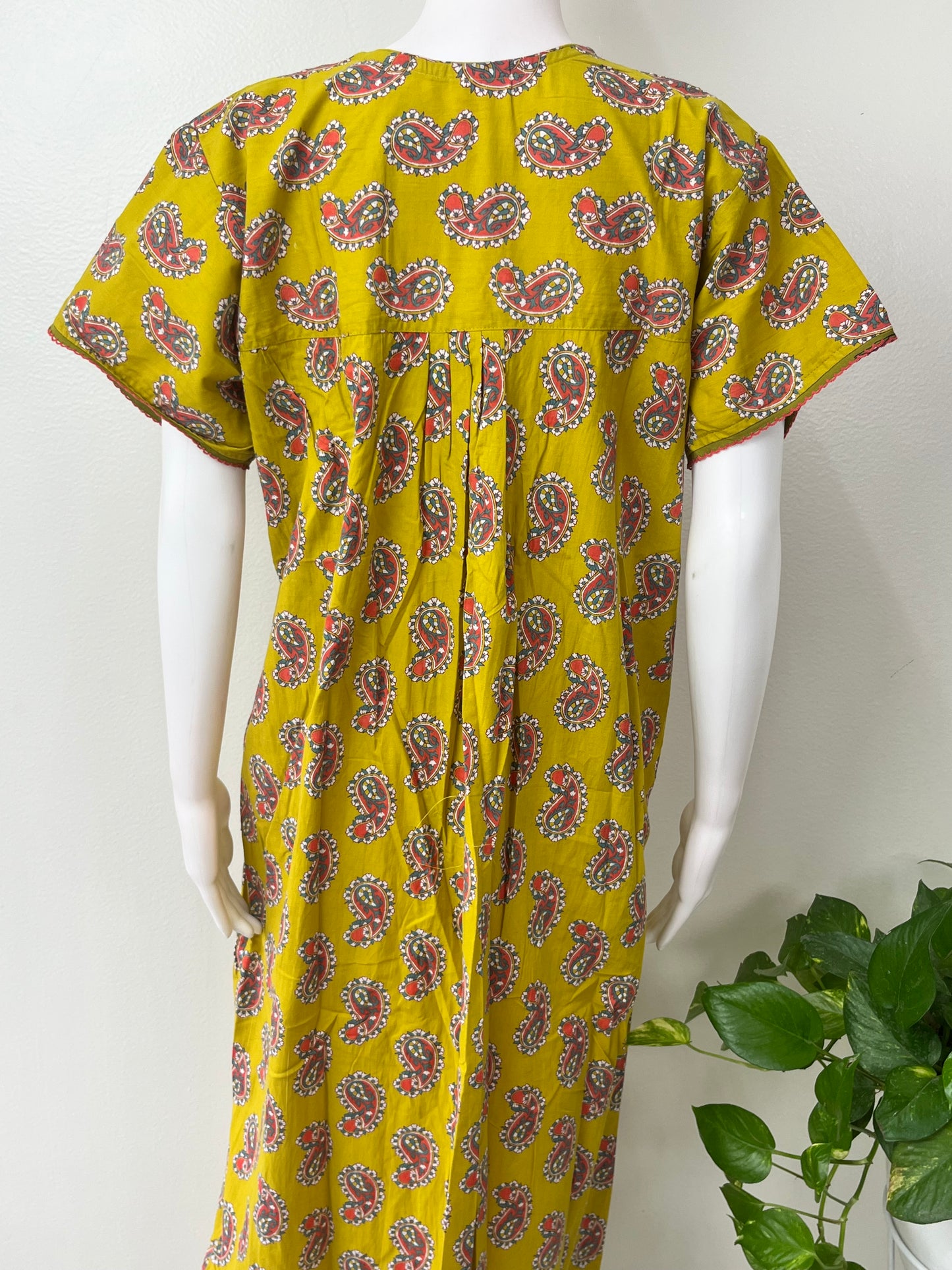 Yellow Pleated 100% Cotton Nighty