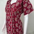 Maroon Pleated 100% Cotton Women's Nightgown