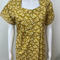 Yellow Pleated Style Pure Cotton Nighty