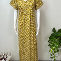 Yellow Pleated Style Pure Cotton Nighty