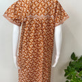 Orange Printed 100% Cotton Nightgown for Women