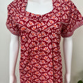 Red Pure Cotton Nightgown Soft & Comfortable