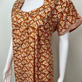 Orange Printed 100% Cotton Nightgown for Women