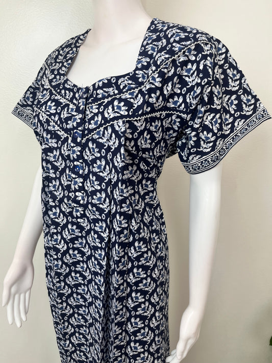Navy Blue Pure Cotton Nighty Soft & Breathable