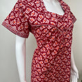 Red Pure Cotton Nightgown Soft & Comfortable