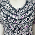Gray Pure Cotton Nighty with Contrast Print