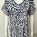 Gray Pure Cotton Nighty with Contrast Print