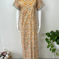 Yellow Pleated 100% Cotton Women's Nightgown