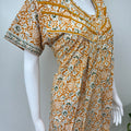 Yellow Pleated 100% Cotton Women's Nightgown