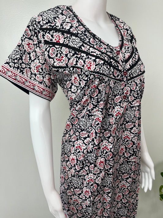 Black Pure Cotton Nighty Elegant & Comfortable