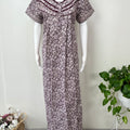 Wine Pleated Style Nightgown for Women