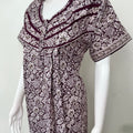 Wine Pleated Style Nightgown for Women