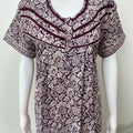 Wine Pleated Style Nightgown for Women