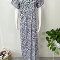 Gray Pure Cotton Nighty with Contrast Print