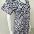 Gray Pure Cotton Nighty with Contrast Print