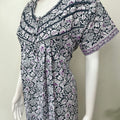 Gray Pure Cotton Nighty with Contrast Print