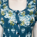 Teal Blue Embroidered Pure Cotton Nightgown