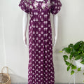 Purple 100% Cotton Embroidered Nighty