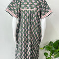 Olive Green Pleated Cotton Nighty Soft & Comfortable
