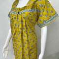 Mustard Floral Pure Cotton Nighty