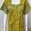 Mustard Floral Pure Cotton Nighty