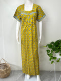 Mustard Floral Pure Cotton Nighty