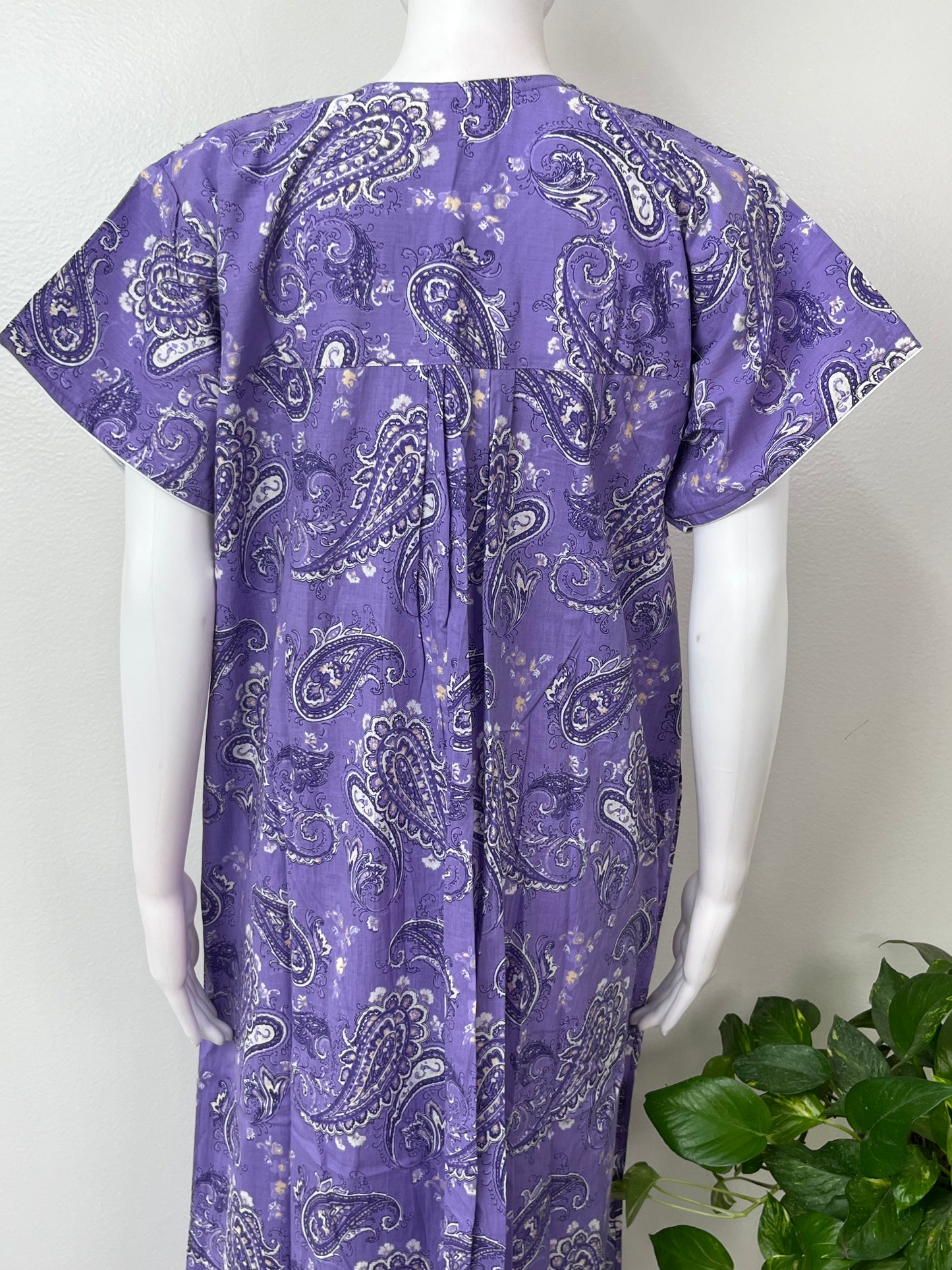 Purple Embroidered Pure Cotton Nightgown