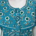 Teal Blue 100% Cotton Women's Nightgown