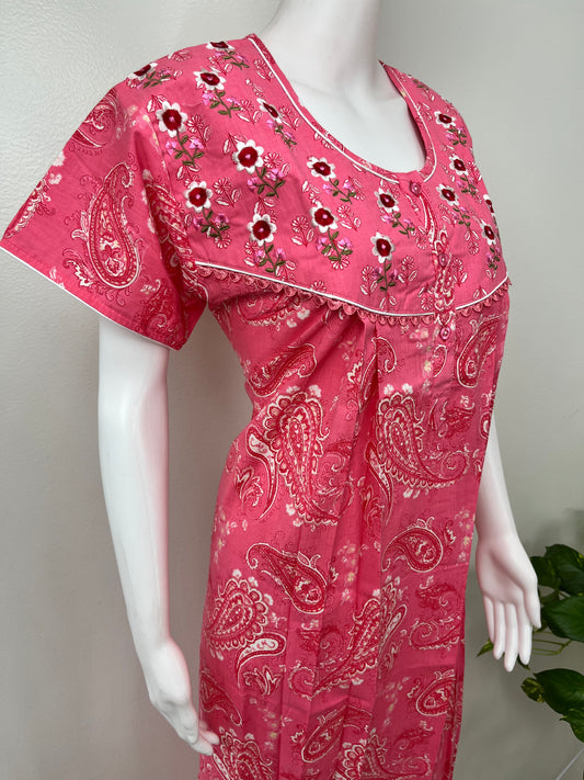 Pink 100% Cotton Nighty for Women