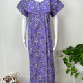 Purple Embroidered Pure Cotton Nightgown